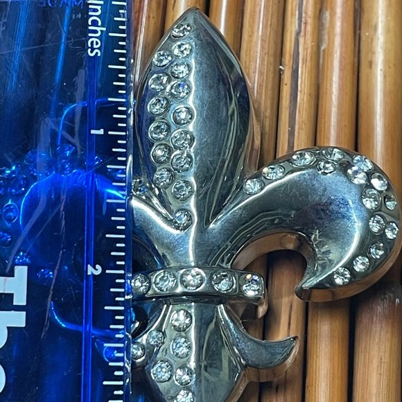 STUNNING Vintage Fleur De Lis Rhinestone Encrusted HAND DECORATED BELT BUCKLE - Picture 6 of 8